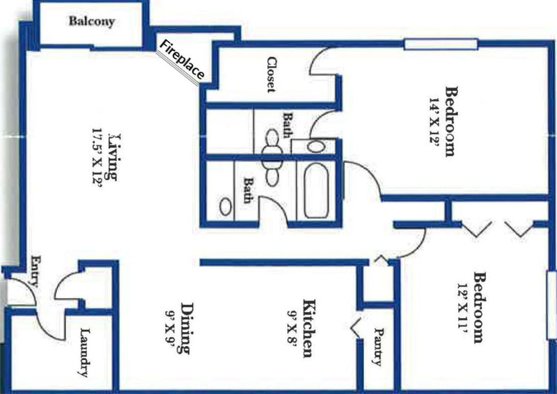 2 Bed 2 Bath  |  1330-C Brook St  |  St. Charles